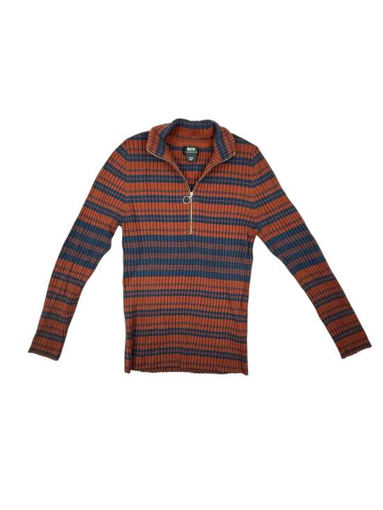 Maeve by Anthropologie Sweaters - Maeve by Anthropologie Orange and Blue Striped Rib-Knit Quarter-Zip Sweater Size